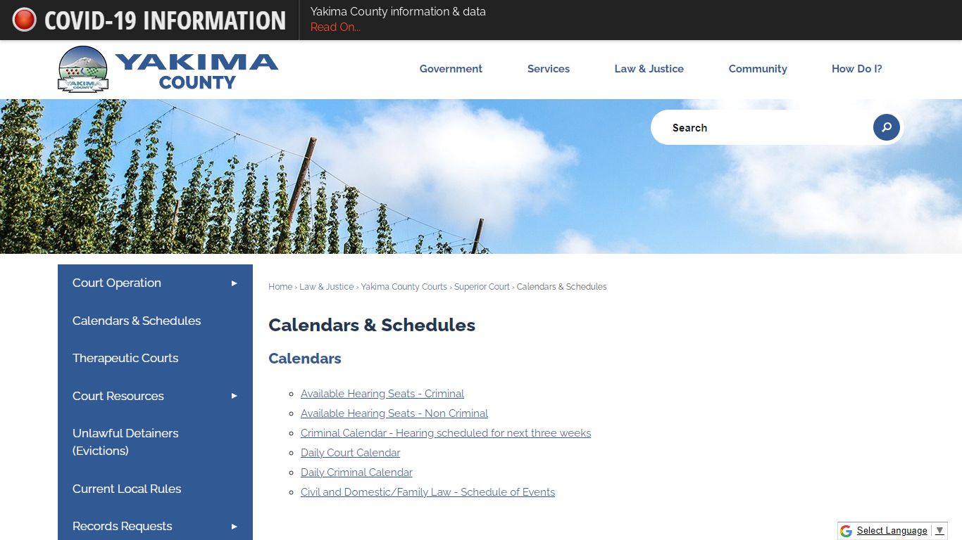 Calendars & Schedules | Yakima County, WA